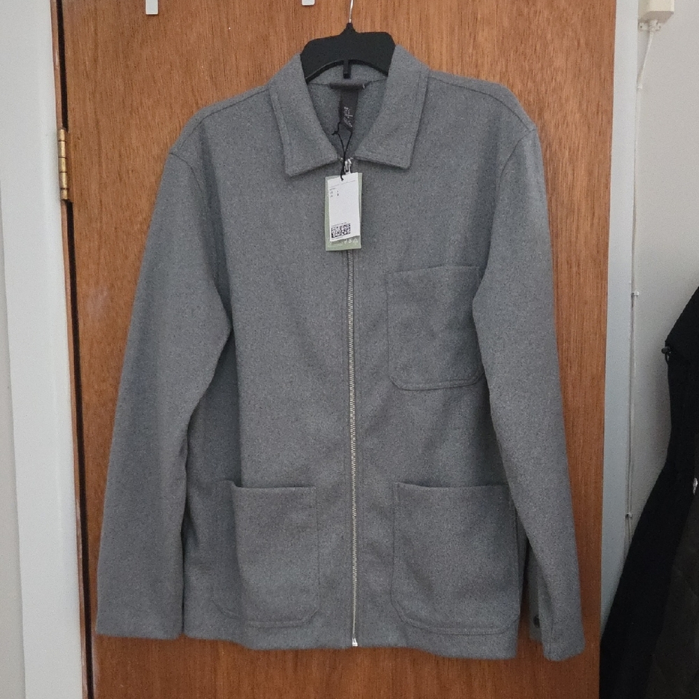 NWT H&M Cozy Gray Menswear Zip-Up Jacket